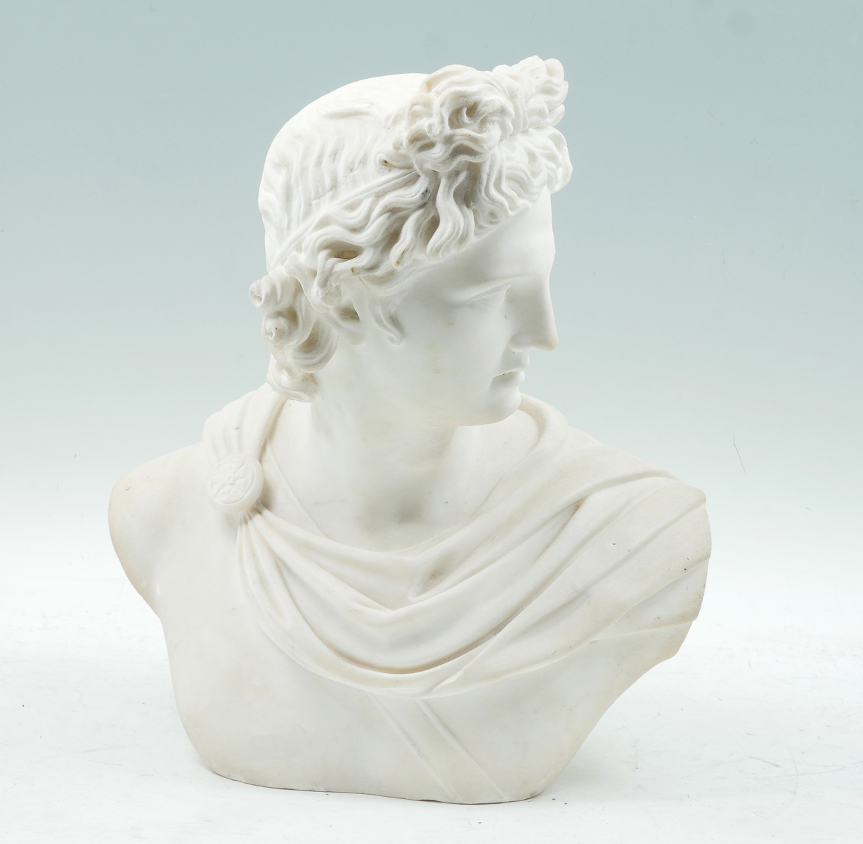 APOLLO BELVEDERE MARBLE BUST SIGNED 36b283