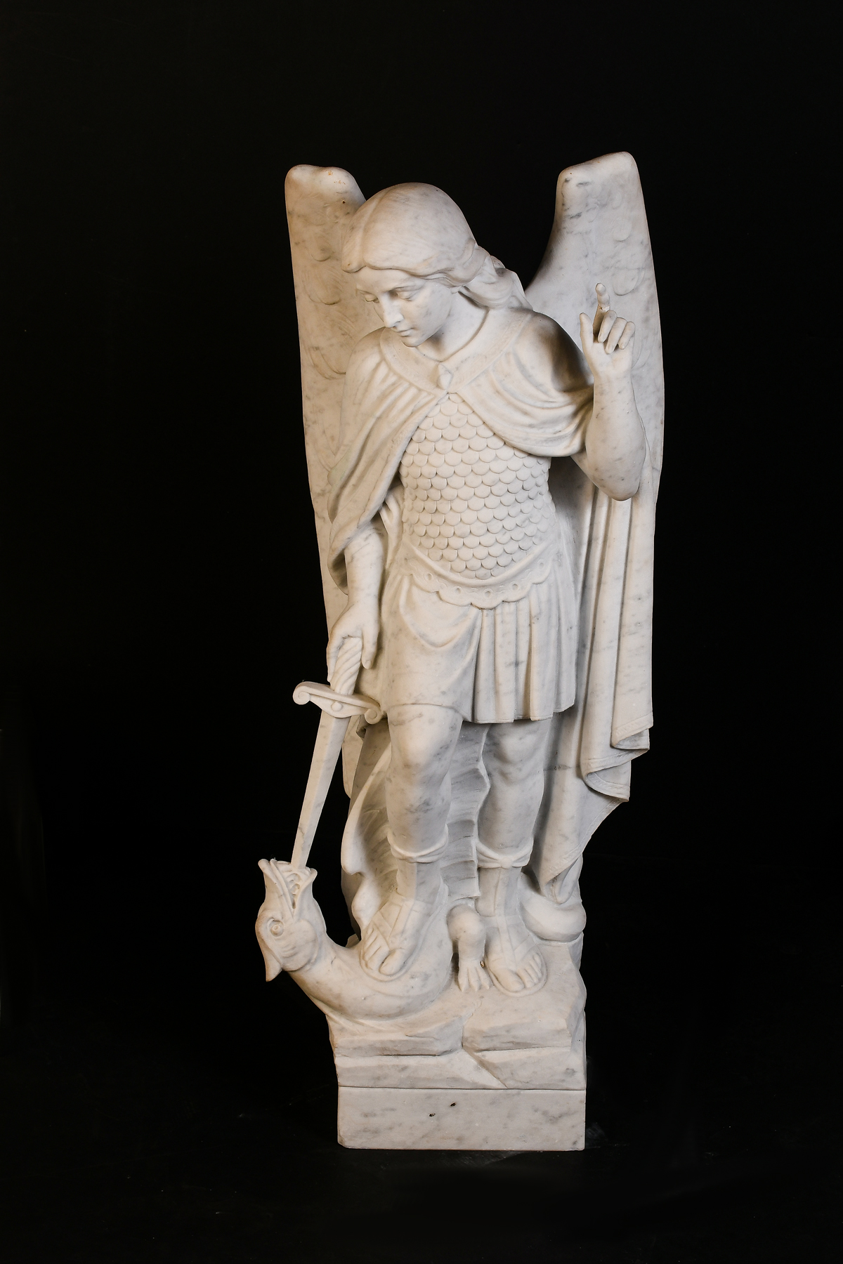 EARLY MARBLE SCULPTURE OF SAINT