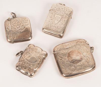 Four silver vesta cases, late 19th/early