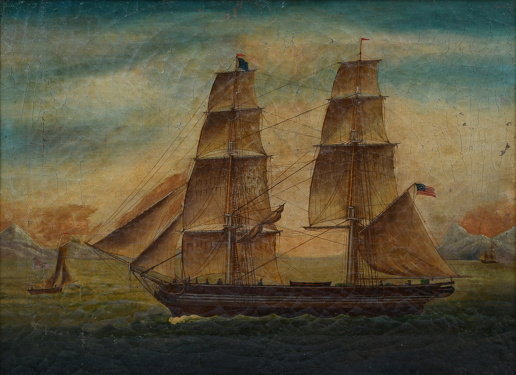 NAIVE EARLY AMERICAN CLIPPER SHIP