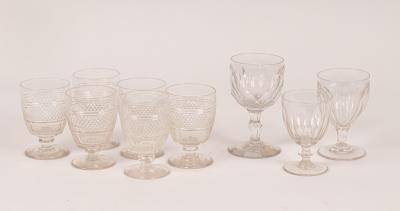 A set of six cut-glass goblets with