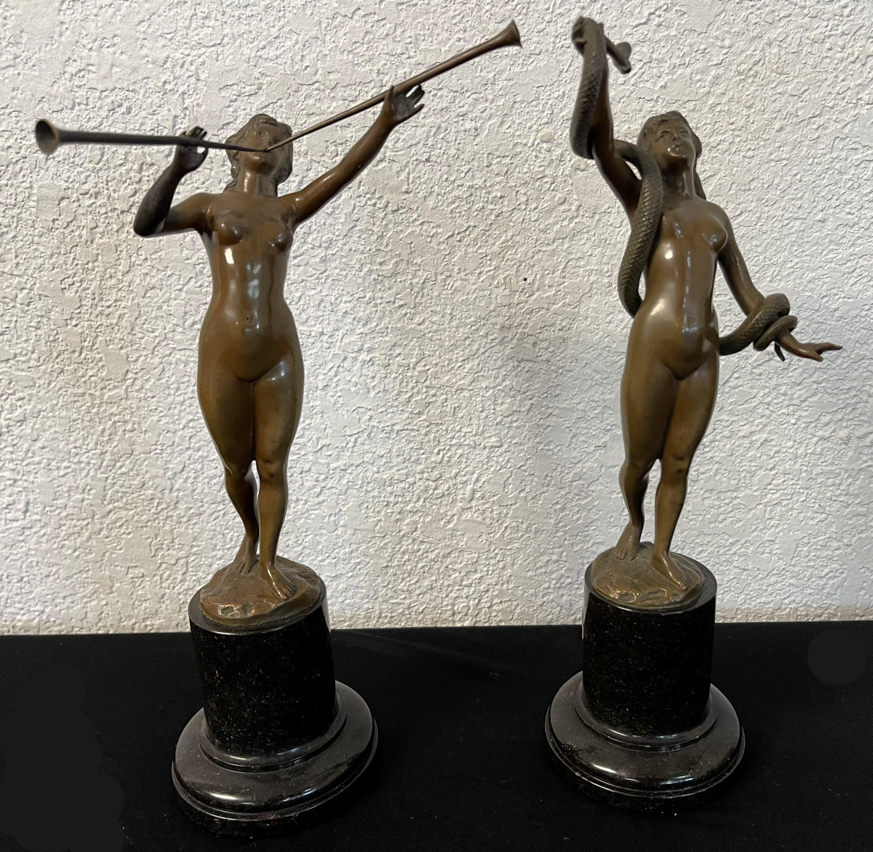 2 ART NOUVEAU BRONZE NUDE SCULPTURES: