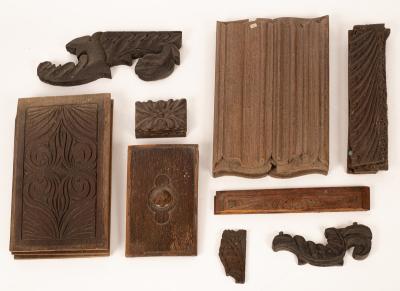 A quantity of carved oak panels  36b38a