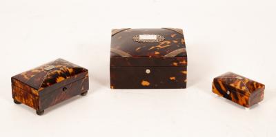 Three tortoiseshell boxes 19th 36b3d6