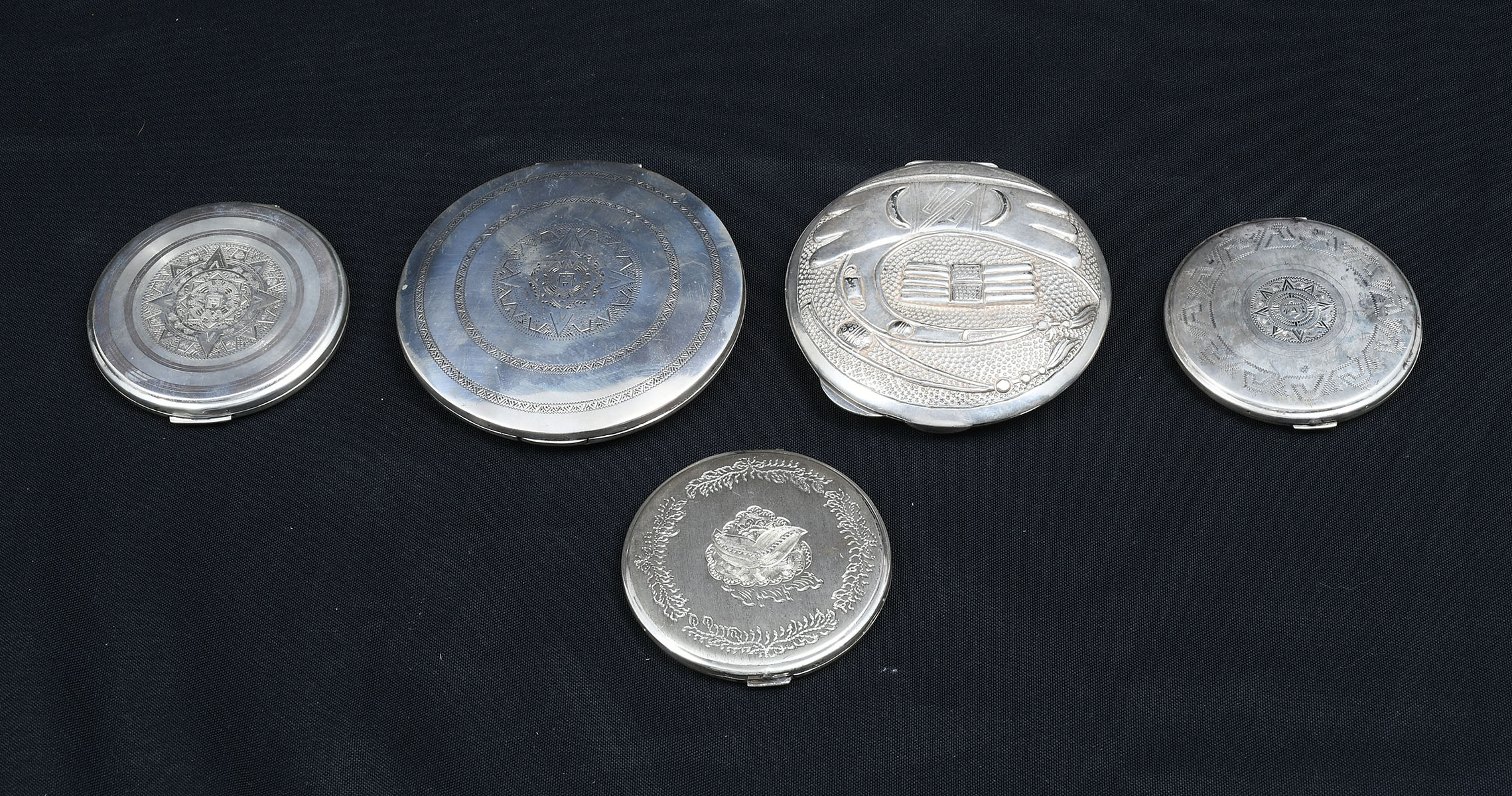 5 STERLING MEXICAN COMPACTS 5 36b4a1