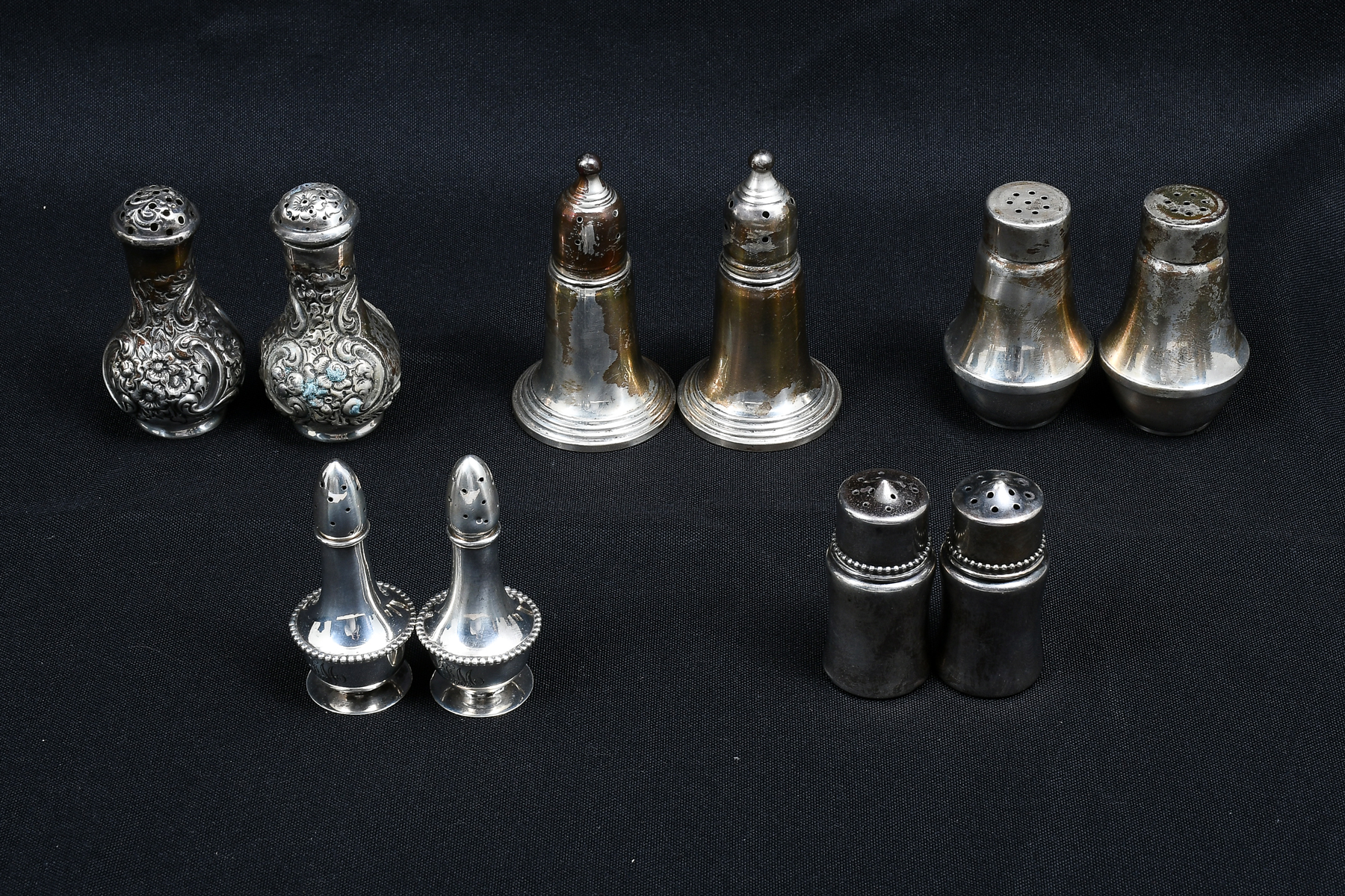 5 SETS STERLING SILVER SALT & PEPPER