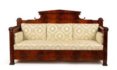 A Biedermeier flame mahogany sofa  36b4bd