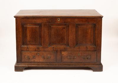 A George III oak mule chest, with