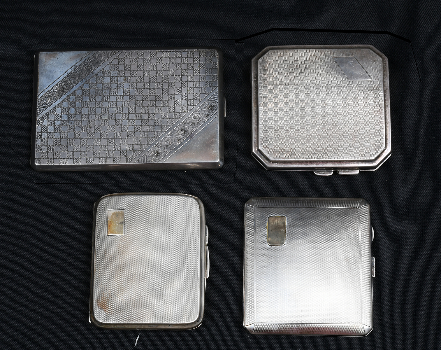 4 ART DECO SILVER CIGARETTE CASES  36b519