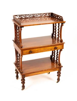 A Victorian rosewood three-tier