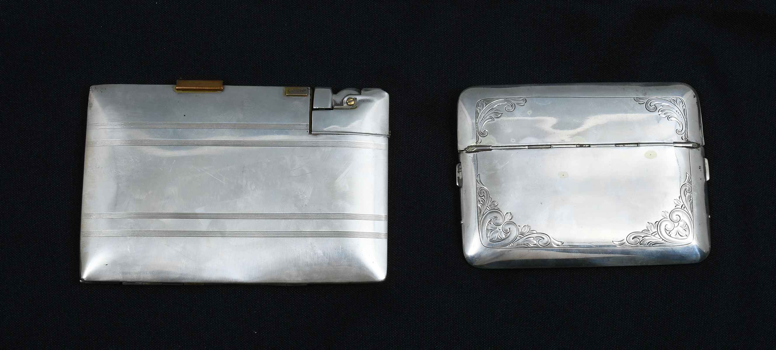 2 SILVER LIGHTER CIGARETTE CASES  36b53f