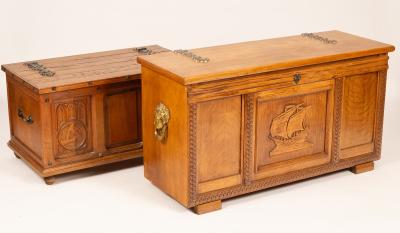 A modern oak chest with panelled