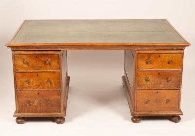 A 20th Century oak pedestal desk