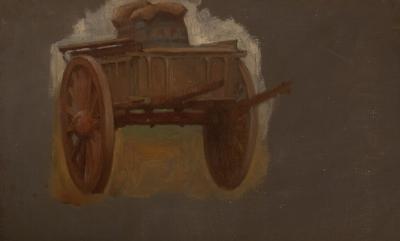 English School, 19th Century/Farm Cart/Man