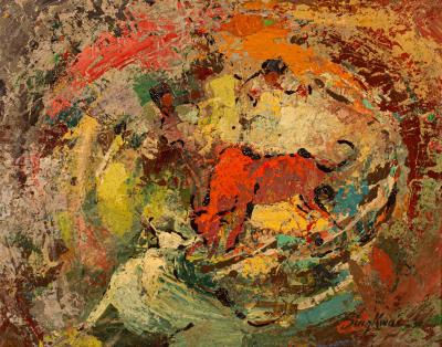 Sing Kwai Choong/Bull Fighting/oil on