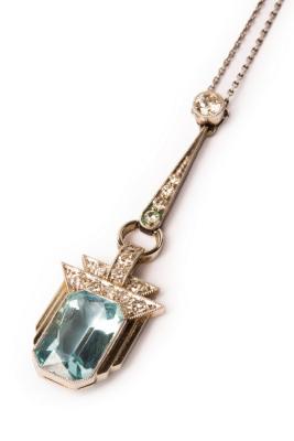 An Art Deco aquamarine and diamond