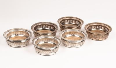 A set of six silver plated wine