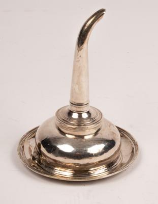 A George III silver wine funnel,