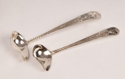 Two Irish silver sauce ladles  36b687