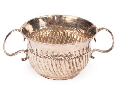 A Queen Anne miniature silver porringer,