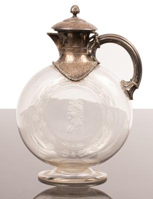 A Victorian silver mounted glass claret