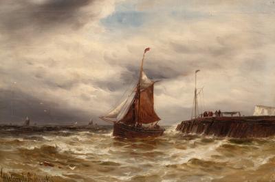 Gustave de Breanski/Fishing Boats in