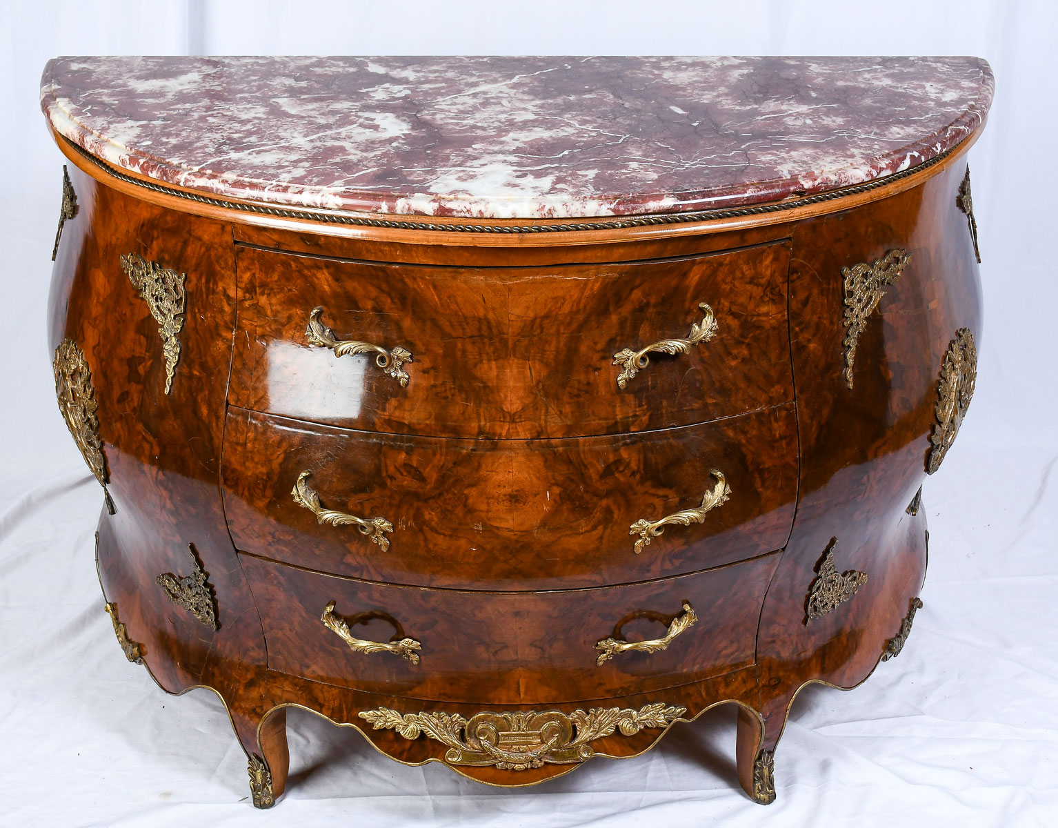 LARGE MARBLE TOP BOMBAY CHEST:
