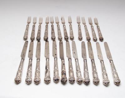 A set of twelve silver desert knives