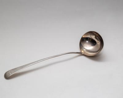A George III silver soup ladle,