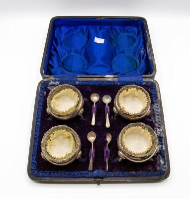 A cased set of four silver salts 36b7c5