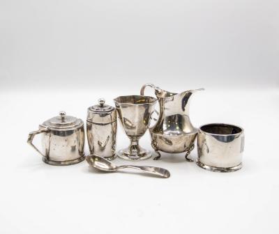 An Art Deco silver cruet set, WN Ltd,