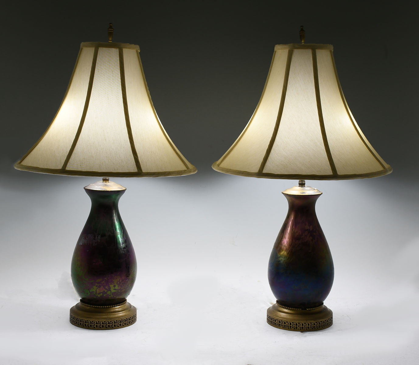 PAIR OF LOETZ? ART GLASS LAMPS: