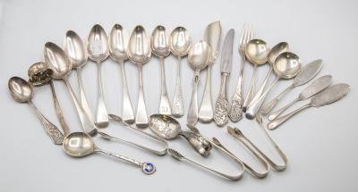 Assorted silver flatware to include