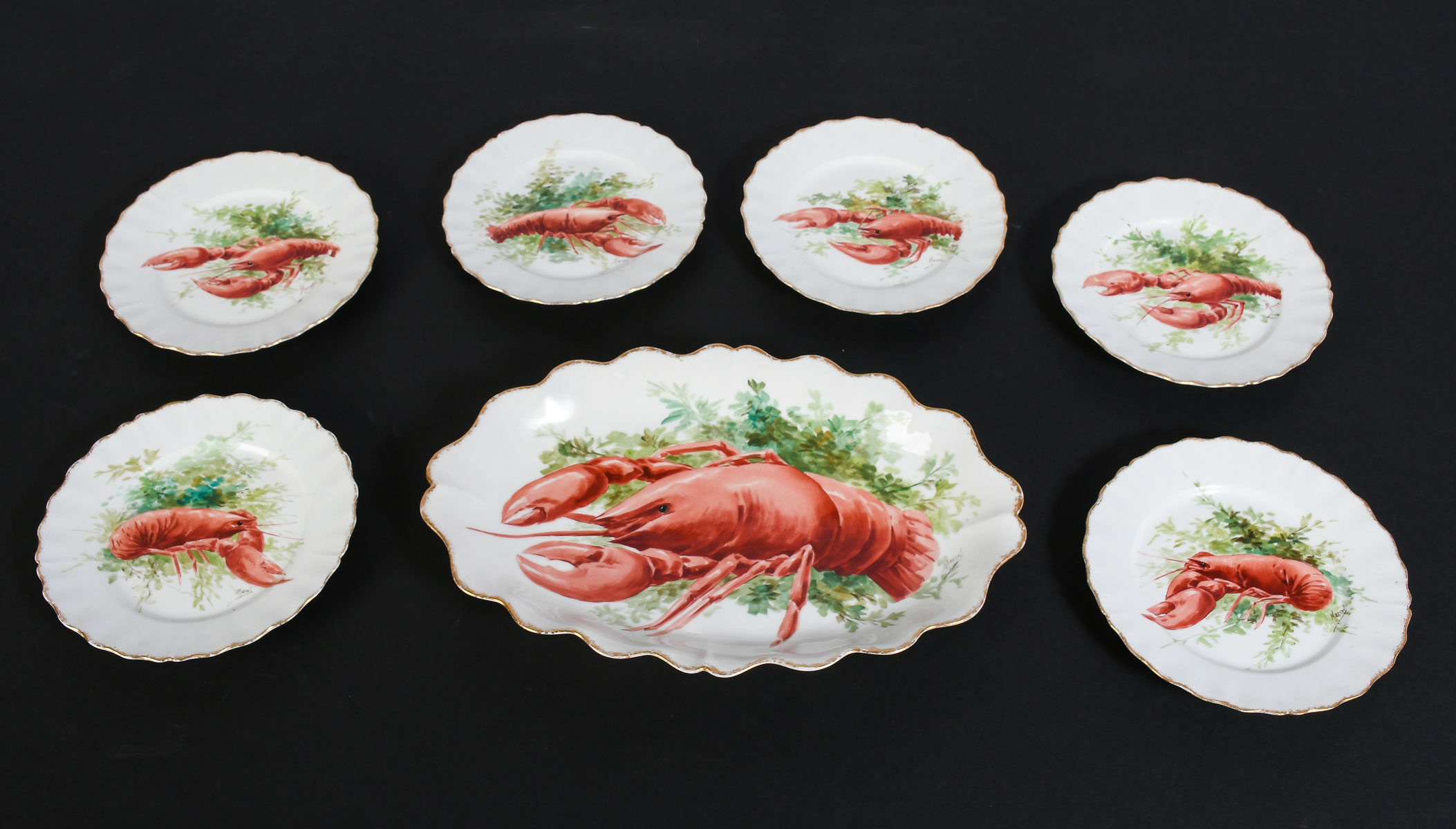 7 PC. LIMOGES PORCELAIN LOBSTER