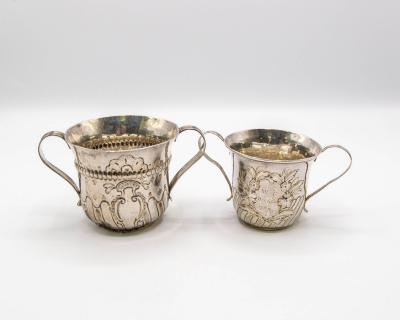 Two Georgian silver porringers,