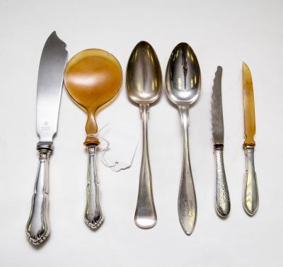 A Danish silver handled serving spoon