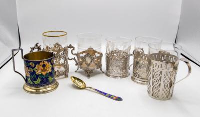 Five Russian tea glass holders  36b85e