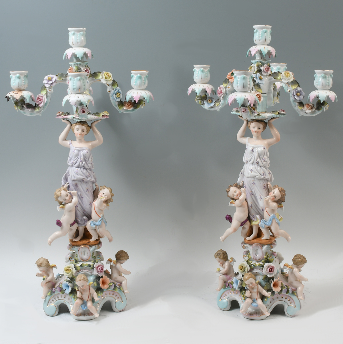 PAIR SITZENDORF PORCELAIN CANDELABRUM  36b882