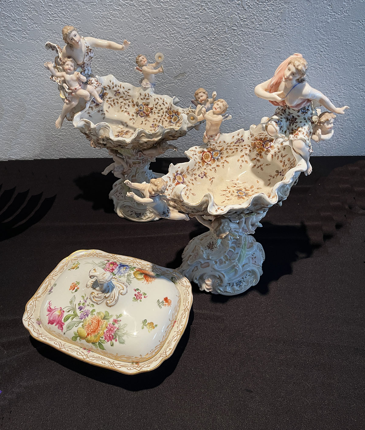 3 PC. GERMAN PORCELAIN COMPOTES