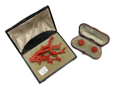 A Victorian branch coral brooch,