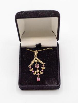 An Edwardian ruby and pearl pendant