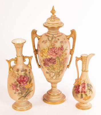 Two Royal Worcester blush ivory