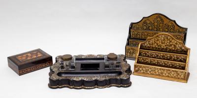 A 19th Century papier m ch inkstand 36b90a