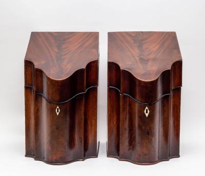 A pair of Georgian mahogany knife boxes,