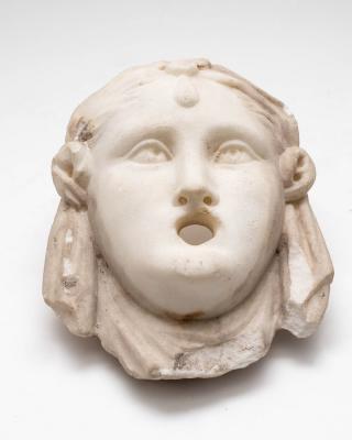 A marble face mask fountain head, 20cm