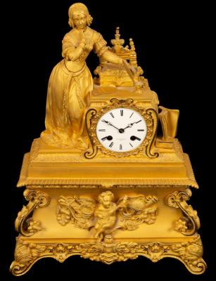 A 19th Century gilt metal mantel clock,