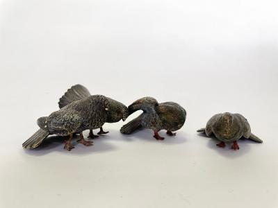 Three cold painted polychrome bronzes