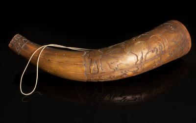 A Spanish American carved horn, perhaps