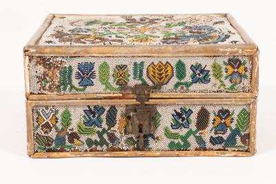 A beadwork and parcel gilt box,