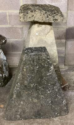 A large stone staddle stone, 99cm high,